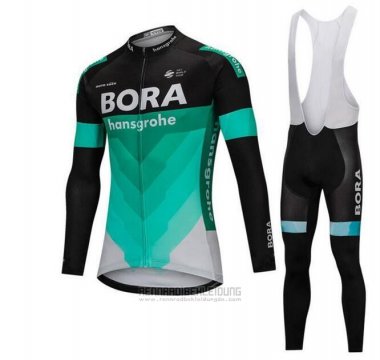 2018 Fahrradbekleidung Bora Grun und Shwarz Trikot Langarm und Tragerhose