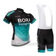 2018 Fahrradbekleidung Bora Shwarz und Teal Trikot Kurzarm und Tragerhose