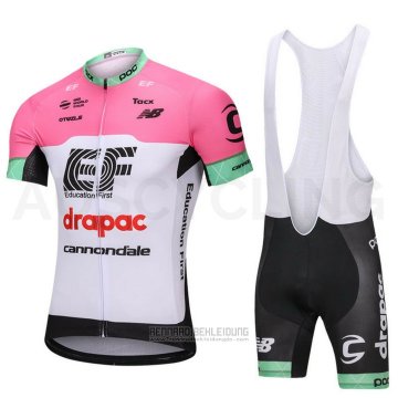 2018 Fahrradbekleidung Cannondale Drapac Wei und Rosa Trikot Kurzarm und Tragerhose