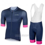 2018 Fahrradbekleidung Frau RH+ Dunkel Blau Trikot Kurzarm und Tragerhose