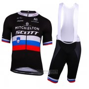 2018 Fahrradbekleidung Mitchelton Scott Champion Russland Trikot Kurzarm und Tragerhose