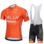 2018 Fahrradbekleidung Rally Orange Trikot Kurzarm und Tragerhose