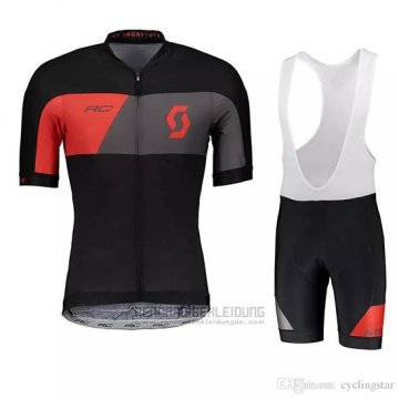 2018 Fahrradbekleidung Scott Shwarz Grau Trikot Kurzarm und Tragerhose