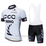 2019 Fahrradbekleidung CCC Wei Shwarz Trikot Kurzarm und Tragerhose