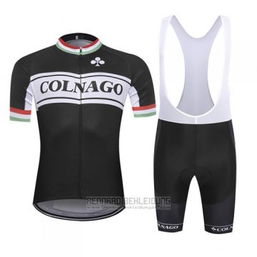 2019 Fahrradbekleidung Colnago Wei Shwarz Trikot Kurzarm und Tragerhose