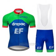 2019 Fahrradbekleidung EF Education First Grun Blau Trikot Kurzarm und Tragerhose