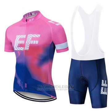 2019 Fahrradbekleidung EF Education First Rosa Blau Trikot Kurzarm und Tragerhose