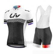 2019 Fahrradbekleidung Frau Liv Shwarz Wei Trikot Kurzarm und Tragerhose