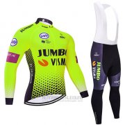 2019 Fahrradbekleidung Jumbo Visma Grun Shwarz Trikot Langarm und Tragerhose