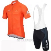 2019 Fahrradbekleidung Rally Orange Trikot Kurzarm und Tragerhose