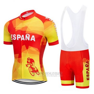 2019 Fahrradbekleidung Spanien Rot und Gelb Trikot Kurzarm und Tragerhose