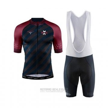 2020 Fahrradbekleidung Craft Dunkel Blau Rot Trikot Kurzarm und Tragerhose