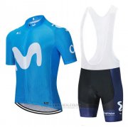 2020 Fahrradbekleidung Movistar Blau Trikot Kurzarm und Tragerhose