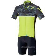 2020 Fahrradbekleidung Shimano Gelb Trikot Kurzarm und Tragerhose