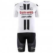 2020 Fahrradbekleidung Sunweb Wei Trikot Kurzarm und Tragerhose