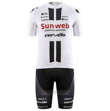 2020 Fahrradbekleidung Sunweb Wei Trikot Kurzarm und Tragerhose