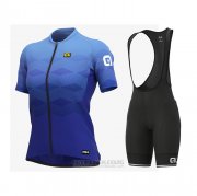 2021 Fahrradbekleidung Frau ALE Azurblau Trikot Kurzarm und Tragerhose