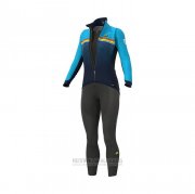 2021 Fahrradbekleidung Frau ALE Azurblau Trikot Langarm und Tragerhose