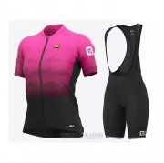 2021 Fahrradbekleidung Frau ALE Fuchsie Trikot Kurzarm und Tragerhose