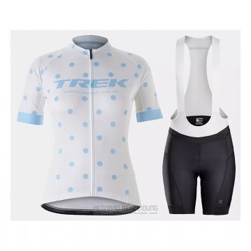 2021 Fahrradbekleidung Frau Trek Wei Hellblau Trikot Kurzarm und Tragerhose
