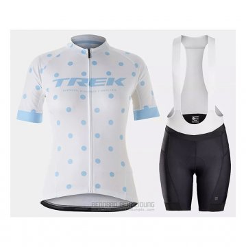 2021 Fahrradbekleidung Frau Trek Wei Hellblau Trikot Kurzarm und Tragerhose