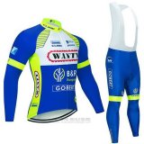 2021 Fahrradbekleidung Wanty-Gobert Cycling Team Blau Wei Gelb Trikot Langarm und Tragerhose