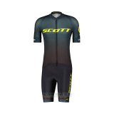 2022 Fahrradbekleidung Scott Grun Braun Trikot Kurzarm und Tragerhose