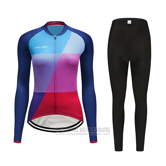 2019 Fahrradbekleidung Frau Dirty Snow Blau Rot Volett Trikot Langarm und Overall