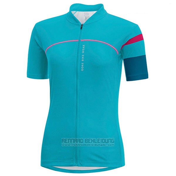 2017 Fahrradbekleidung Frau Gore Bike Wear Hellblau Trikot Kurzarm und Tragerhose