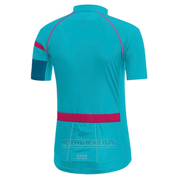 2017 Fahrradbekleidung Frau Gore Bike Wear Hellblau Trikot Kurzarm und Tragerhose