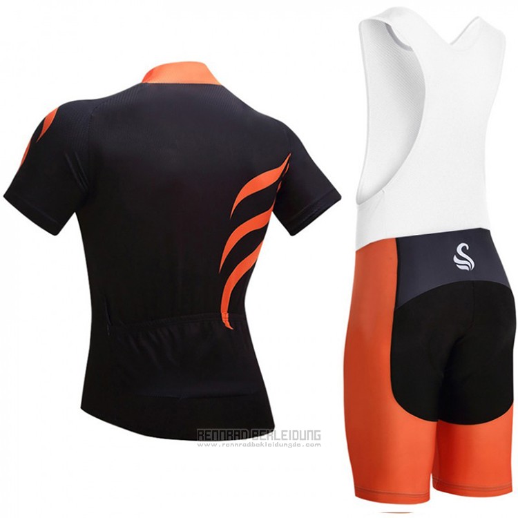 2018 Fahrradbekleidung Snovaky Shwarz und Orange Trikot Kurzarm und Tragerhose