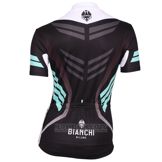 2016 Fahrradbekleidung Frau Bianchi Shwarz Trikot Kurzarm und Tragerhose