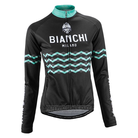 2016 Fahrradbekleidung Frau Bianchi Shwarz Trikot Langarm und Tragerhose