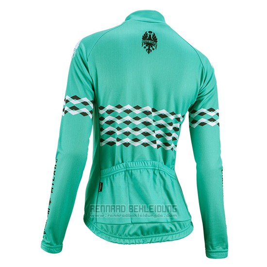 2016 Fahrradbekleidung Frau Bianchi Shwarz und Grun Trikot Langarm und Tragerhose