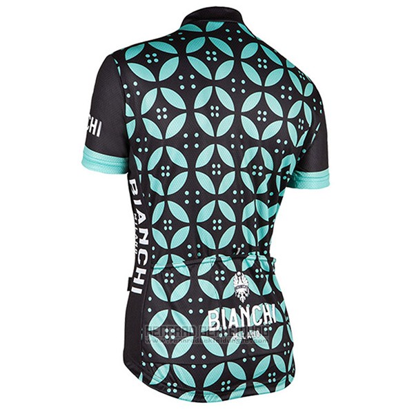 2017 Fahrradbekleidung Frau Bianchi Grun Trikot Kurzarm und Tragerhose