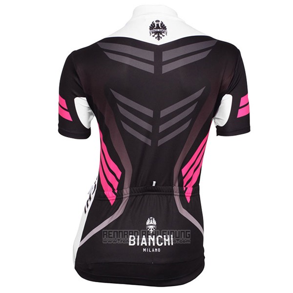 2017 Fahrradbekleidung Frau Bianchi Shwarz Trikot Kurzarm und Tragerhose