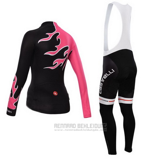 2014 Fahrradbekleidung Frau Castelli Rot und Shwarz Trikot Langarm und Tragerhose