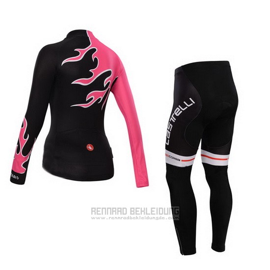 2014 Fahrradbekleidung Frau Castelli Rot und Shwarz Trikot Langarm und Tragerhose