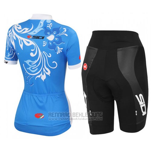 2016 Fahrradbekleidung Castelli Wei und Blau Trikot Kurzarm und Tragerhose