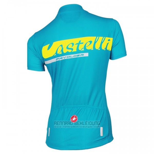 2017 Fahrradbekleidung Frau Castelli Azurblau Trikot Kurzarm und Tragerhose - zum Schließen ins Bild klicken