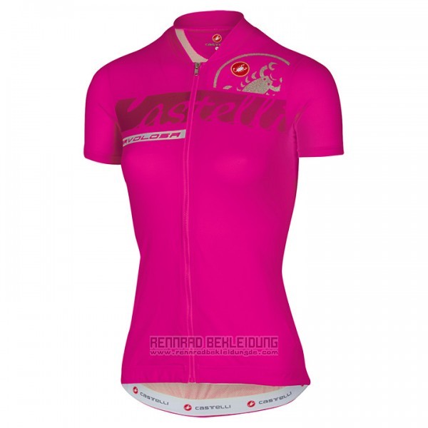 2017 Fahrradbekleidung Frau Castelli Rosa Trikot Kurzarm und Tragerhose