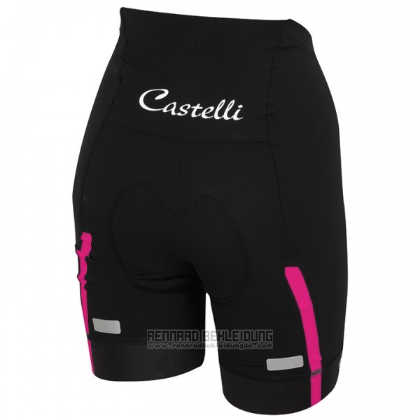 2017 Fahrradbekleidung Frau Castelli Rosa Trikot Kurzarm und Tragerhose