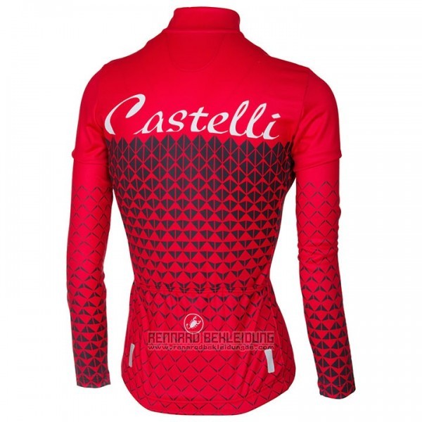 2017 Fahrradbekleidung Frau Castelli Rot Trikot Langarm und Tragerhose - zum Schließen ins Bild klicken