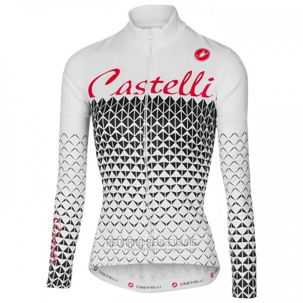 2017 Fahrradbekleidung Frau Castelli Wei Trikot Langarm und Tragerhose