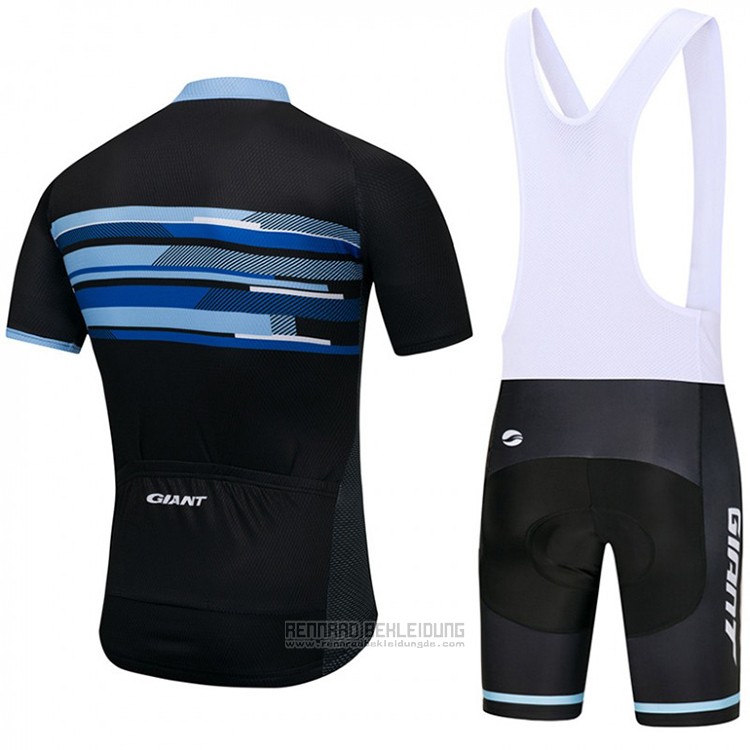 2018 Fahrradbekleidung Giant Shwarz und Blau Trikot Kurzarm und Tragerhose - zum Schließen ins Bild klicken