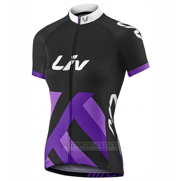 2017 Fahrradbekleidung Frau Liv Race Day Shwarz und Volett Trikot Kurzarm und Tragerhose