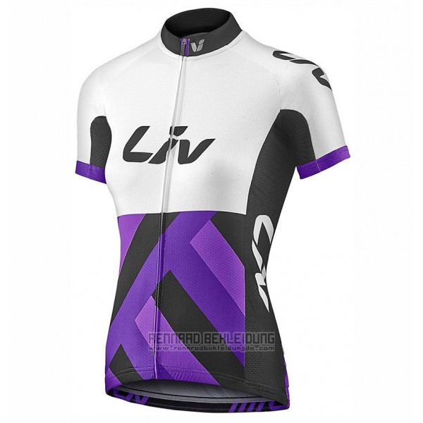 2017 Fahrradbekleidung Frau Liv Race Day Wei und Volett Trikot Kurzarm und Tragerhose