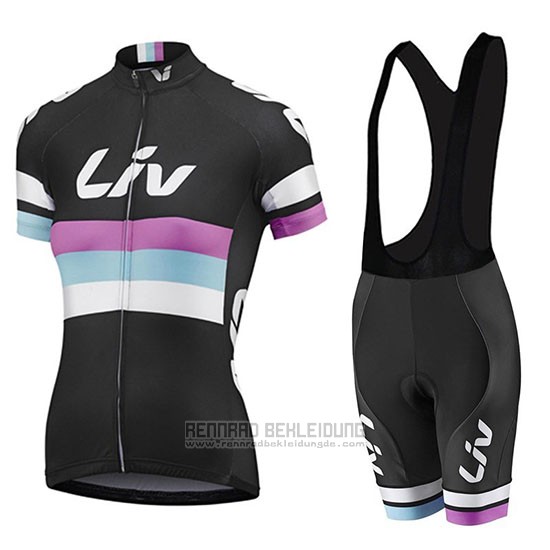 2019 Fahrradbekleidung Frau Liv Shwarz Wei Volett Trikot Kurzarm und Tragerhose