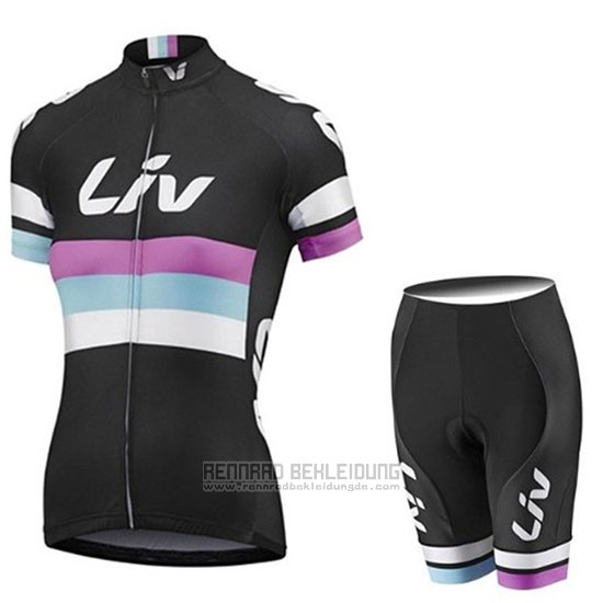 2019 Fahrradbekleidung Frau Liv Shwarz Wei Volett Trikot Kurzarm und Tragerhose