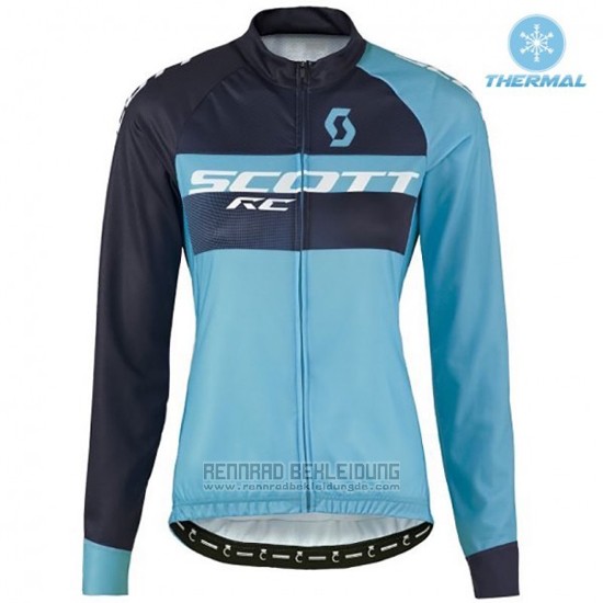 2016 Fahrradbekleidung Frau Scott Blau und Shwarz Trikot Langarm und Tragerhose